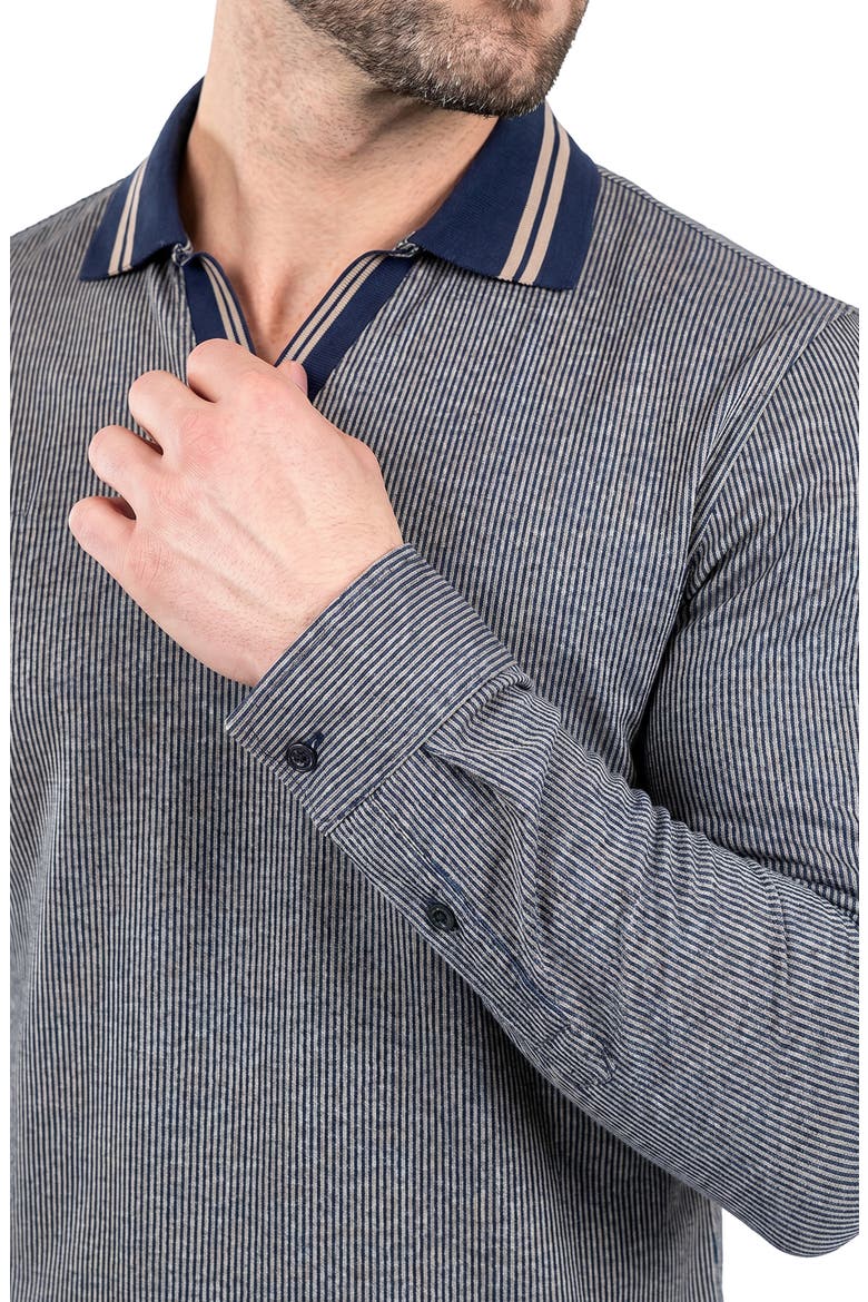 Unknown Long Sleeve Cotton Polo, Alternate, color, BROWN