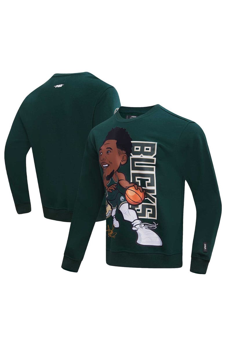 PRO STANDARD Men's Pro Standard Giannis Antetokounmpo Hunter Green Milwaukee Bucks Avatar Pullover Sweatshirt, Main, color, Green