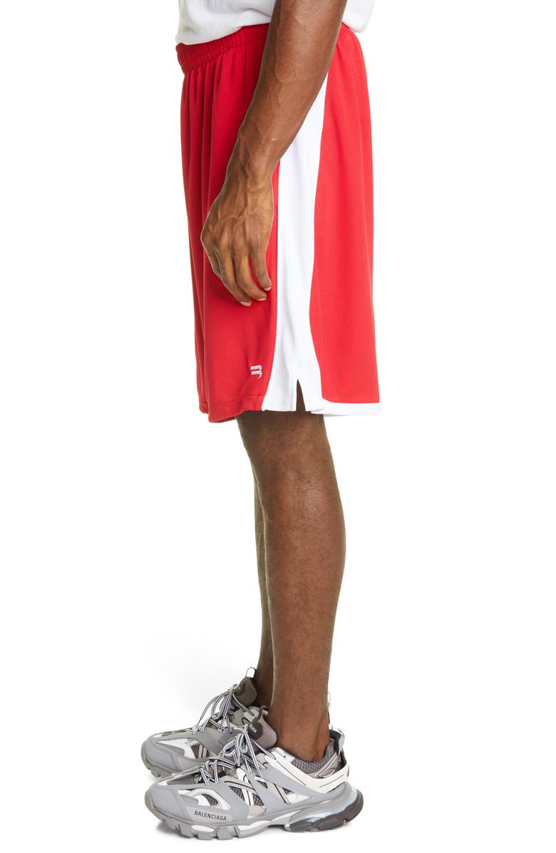 Balenciaga Logo Mesh Jersey Soccer Shorts, Alternate, color,