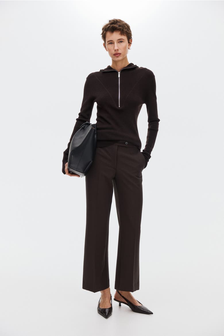 Bootcut Ankle-length Trousers, Main, color, Dark brown
