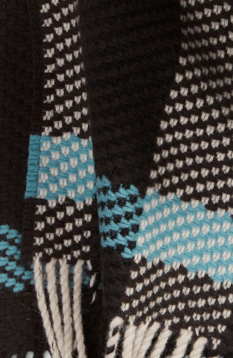 Burberry Jumbo Check Fringe Wool Scarf, Alternate, color, Otter