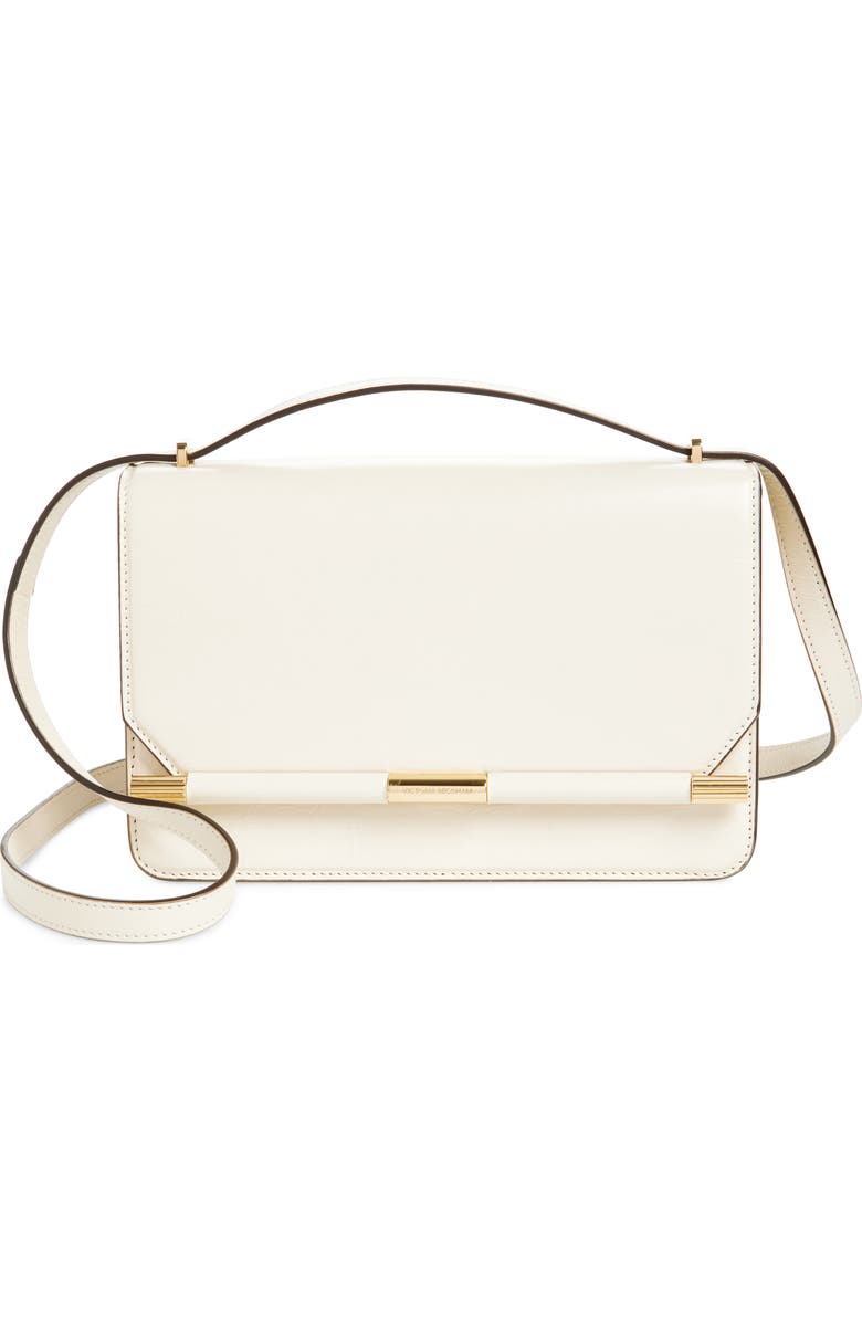 Victoria Beckham 202 Distressed Leather Shoulder Bag, Main, color, Ivory
