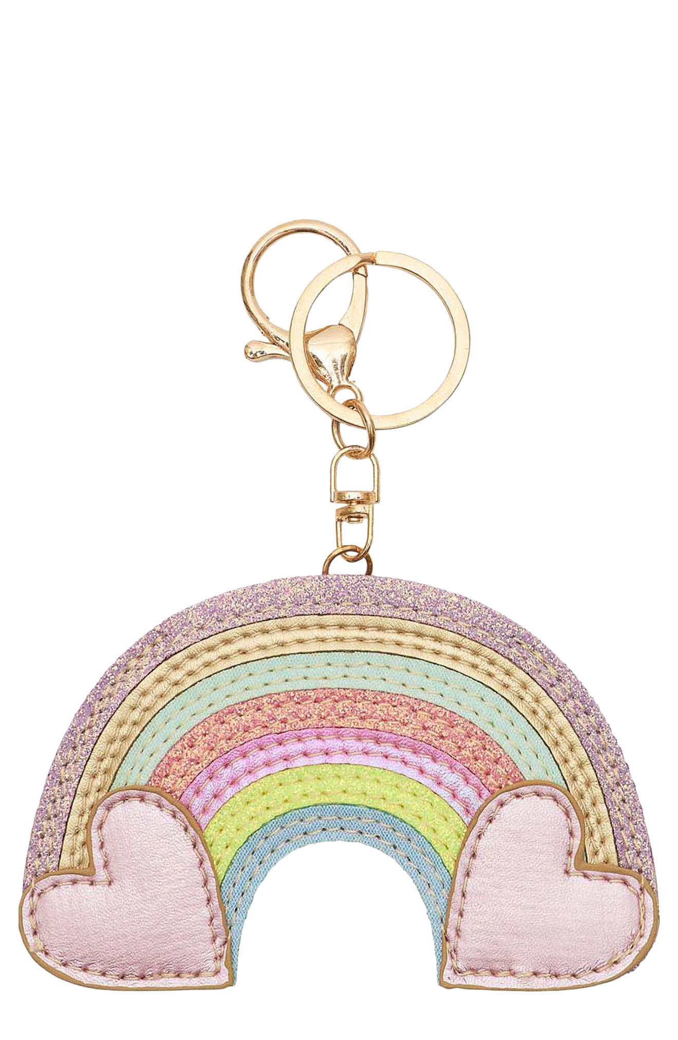 Mimi & Lula Kids Rainbow Key Ring Bag Charm, Main, color, Medium Beige
