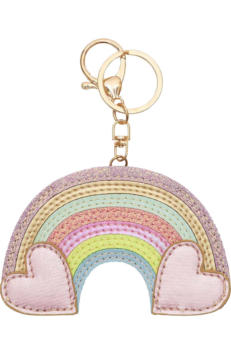 Mimi & Lula Kids Rainbow Key Ring Bag Charm, Main, color, Medium Beige