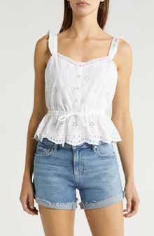 PAIGE Eyelet Button-Up Crop Camisole