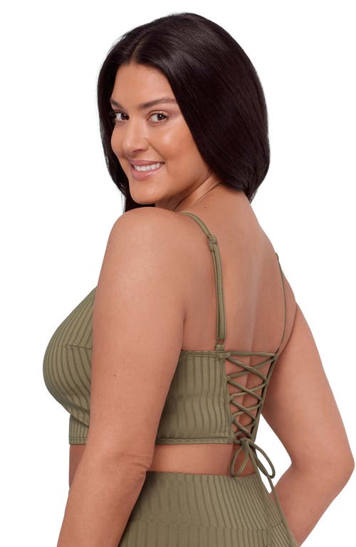 S3 Ribbed Squareneck Midkini Top In Green