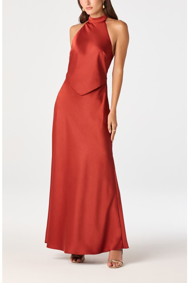 Viridiana Halter Neck Gown, Main, color, SIENNA