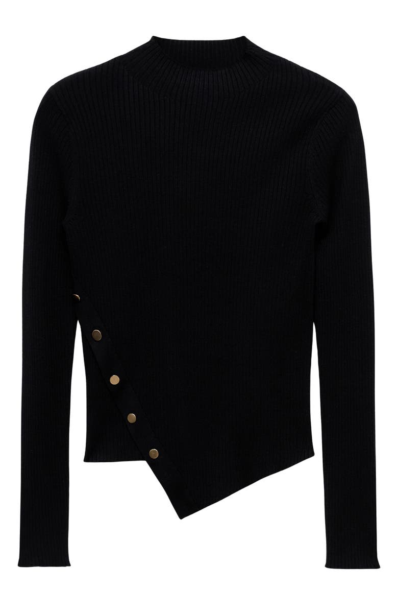 MANGO Asymmetric Sweater with Buttons, Main, color, Black