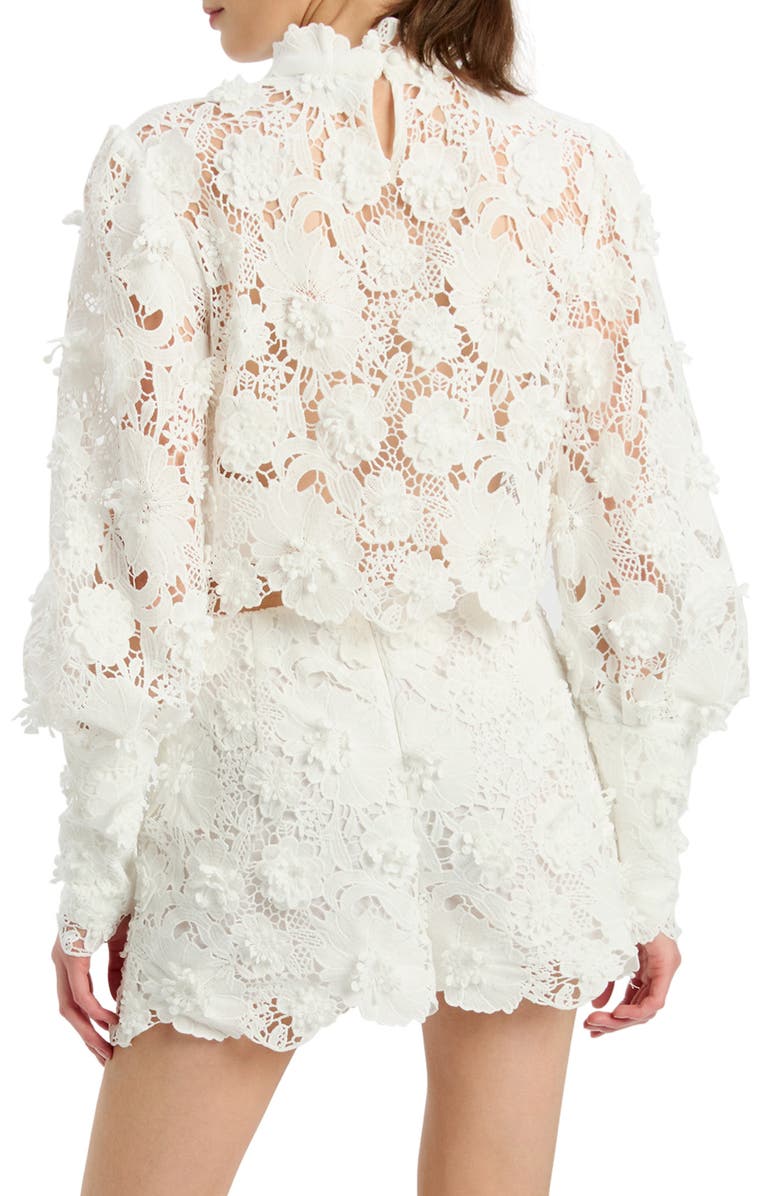 Bardot Georgia Lace Long Sleeve Top, Alternate, color, Ivory