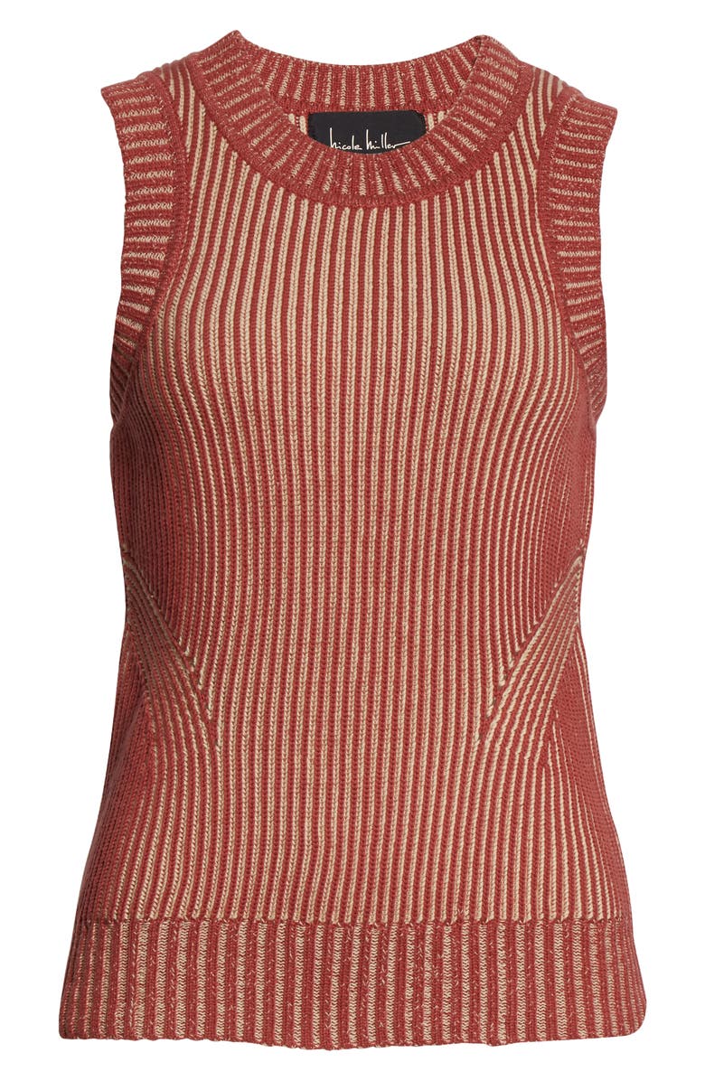 Nicole Miller Plaited Ribbed Sleeveless Sweater, Alternate, color,