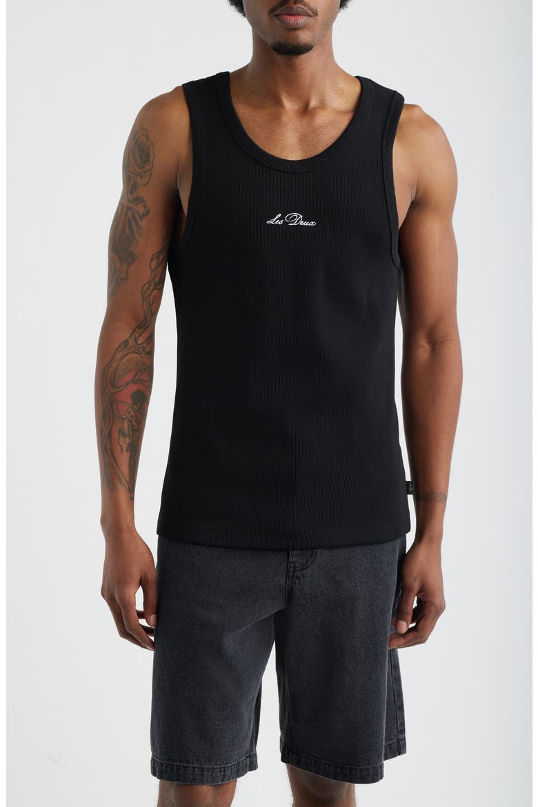 Arthur Logo Embroidered Rib Tank, Main, color, BLACK