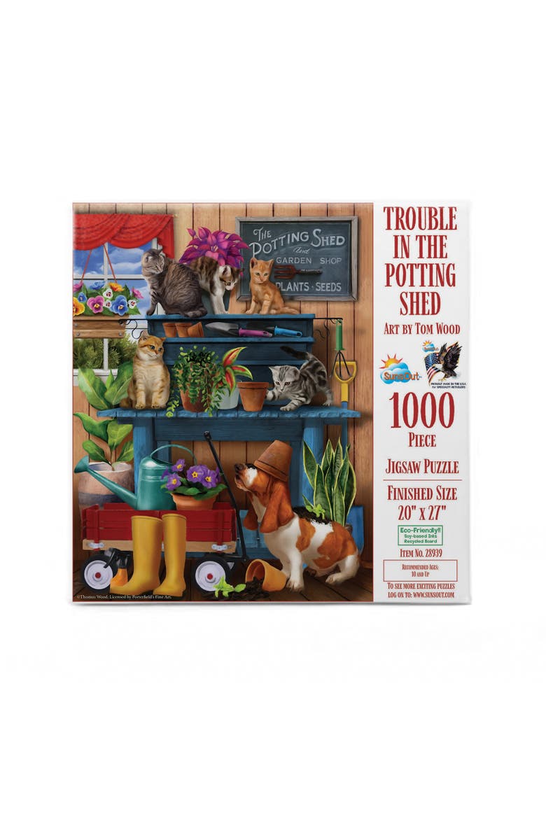 Trouble in the Potting Shed 1000 piece Jigsaw Puzzle for Adults, Alternate, color, Multicolor