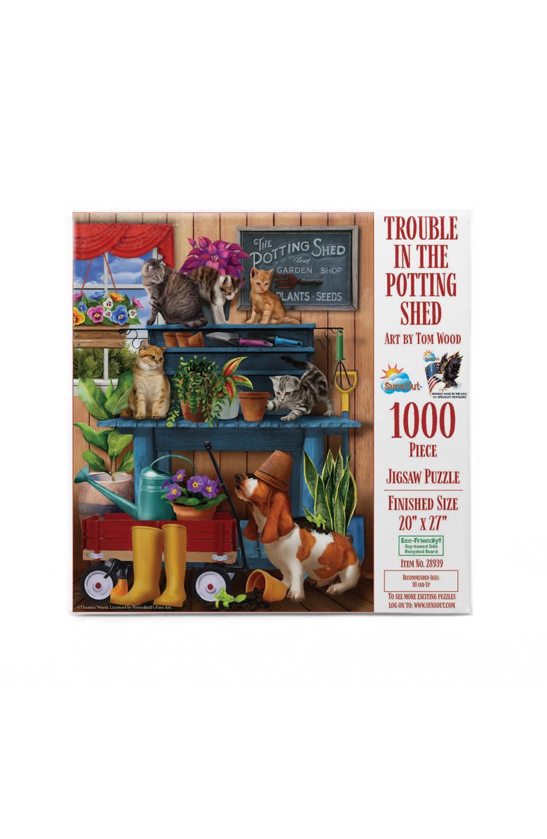 Sunsout Trouble in the Potting Shed 1000 piece Jigsaw Puzzle for Adults, Alternate, color, Multicolor
