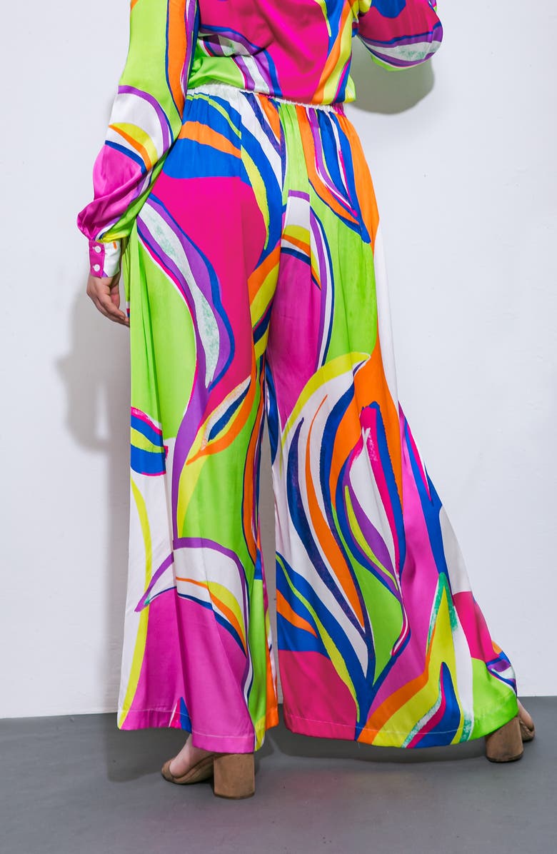 FLYING TOMATO Print Woven Satin Pants, Alternate, color, Green