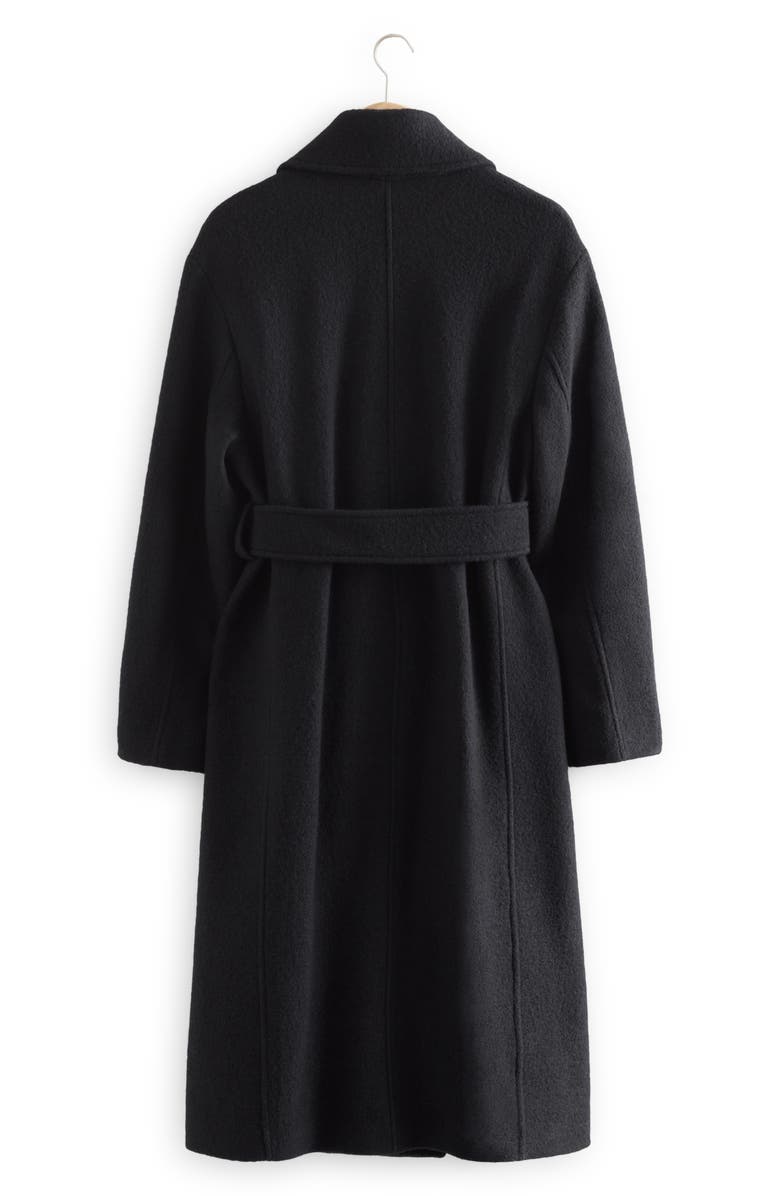 & Other Stories Belted Wool Wrap Coat, Alternate, color, Black