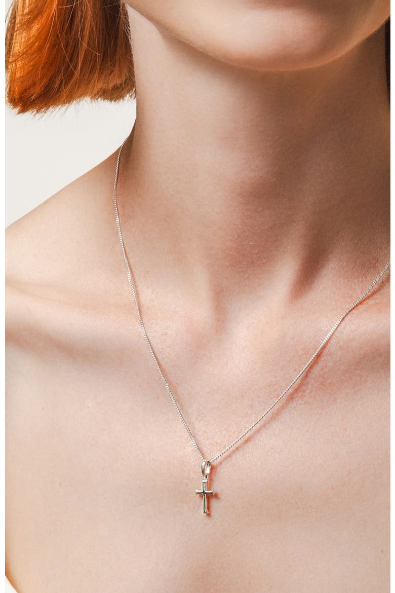 Small Cross Pendant Necklace, Alternate, color,  Sterling Silver