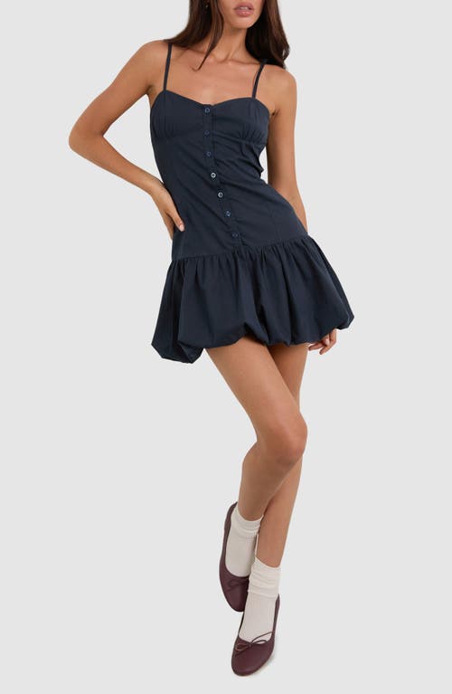 Motel Juun Puffball Cotton Poplin Minidress In Blue