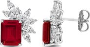 DELMAR Created Ruby Sterling Silver Stud Earrings