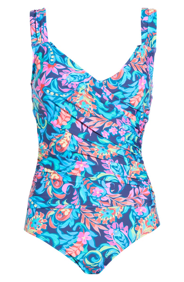 JANTZEN Artissan Surplice Mio One-Piece Swimsuit, Alternate, color, Pantheon Blue
