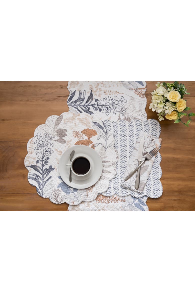 Lina Watercolor Theme Floral Flowers & Leaves Decorative Cotton Kitchen Table Runner 14" x 51", Alternate, color, Orange