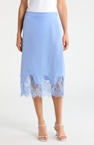 NSR Satin Lace Midi Skirt