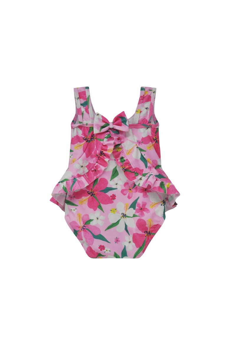 UPF 50+ Stella Infant Ruffle Swimsuit, Alternate, color, Hibiscus Dream
