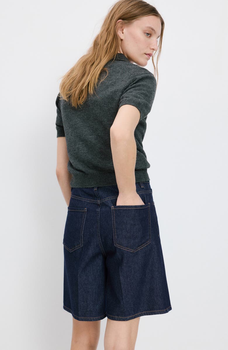 MANGO High Waist Long Denim Shorts, Alternate, color, Open Blue