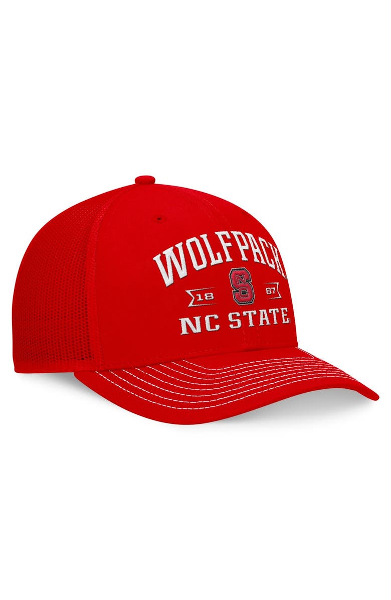 TOP OF THE WORLD Men's Top of the World Red NC State Wolfpack Carson Trucker Adjustable Hat, Alternate, color, 
