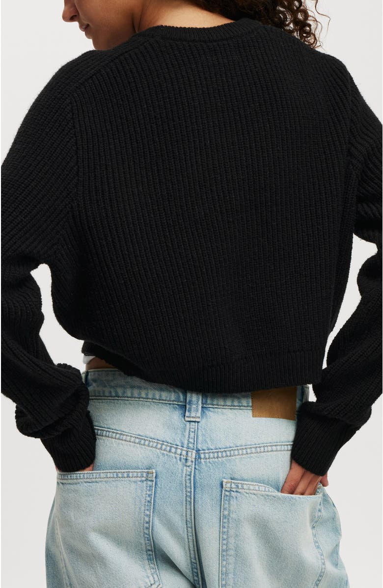 Cotton On Rib Crop Crew Neck Sweater, Alternate, color,
