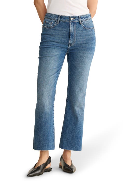 Warp & Weft Warp+weft Nao Raw Hem High Waist Crop Bootcut Jeans In Blue