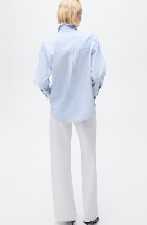 Mango Crystal Studded Woven Shirt In Blue