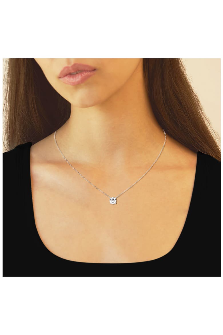 14K Gold Round Cut Lab-Created Diamond Pendant Necklace - 1.0ct, Alternate, color, WHITE