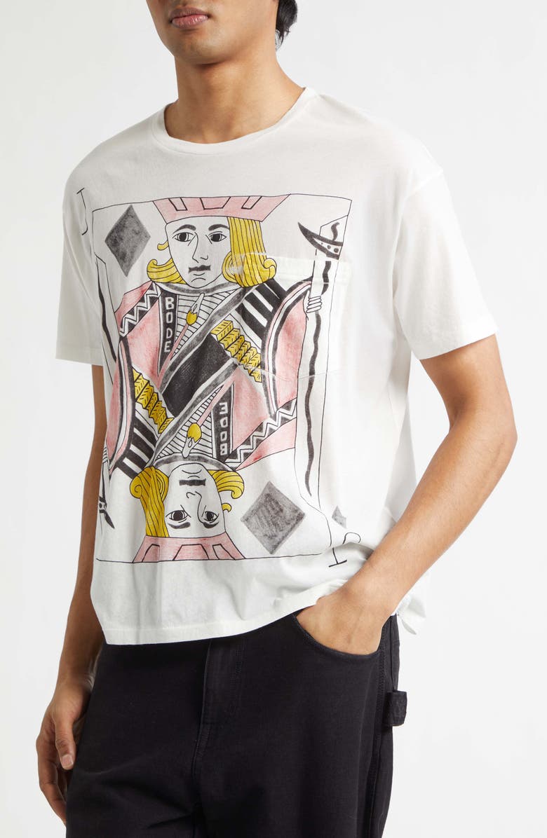 Bode Jack of Diamonds Pocket Graphic T-Shirt, Alternate, color, Cream