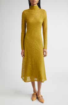 Ulla Johnson Talia Lace Long Sleeve Mock Neck Dress