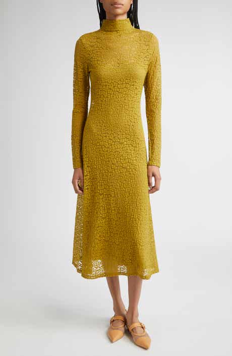 Ulla Johnson Talia Lace Long Sleeve Mock Neck Dress