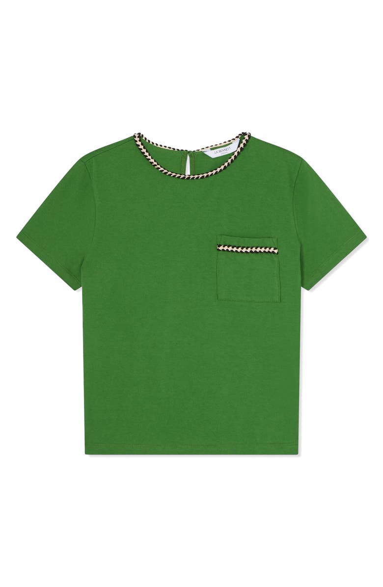 LK Bennett Vita Braided Trim Cotton T-Shirt, Alternate, color, Green