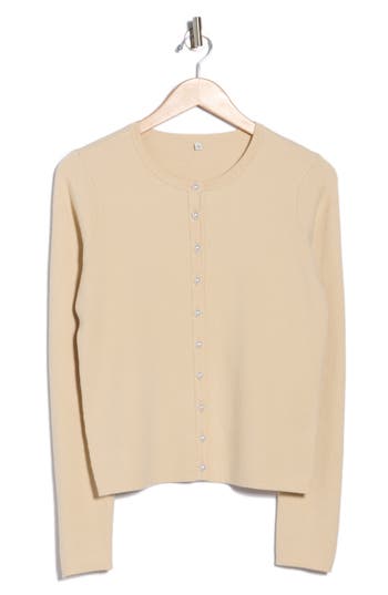 By Design Faux Pearl Button Cardigan In Neutral
