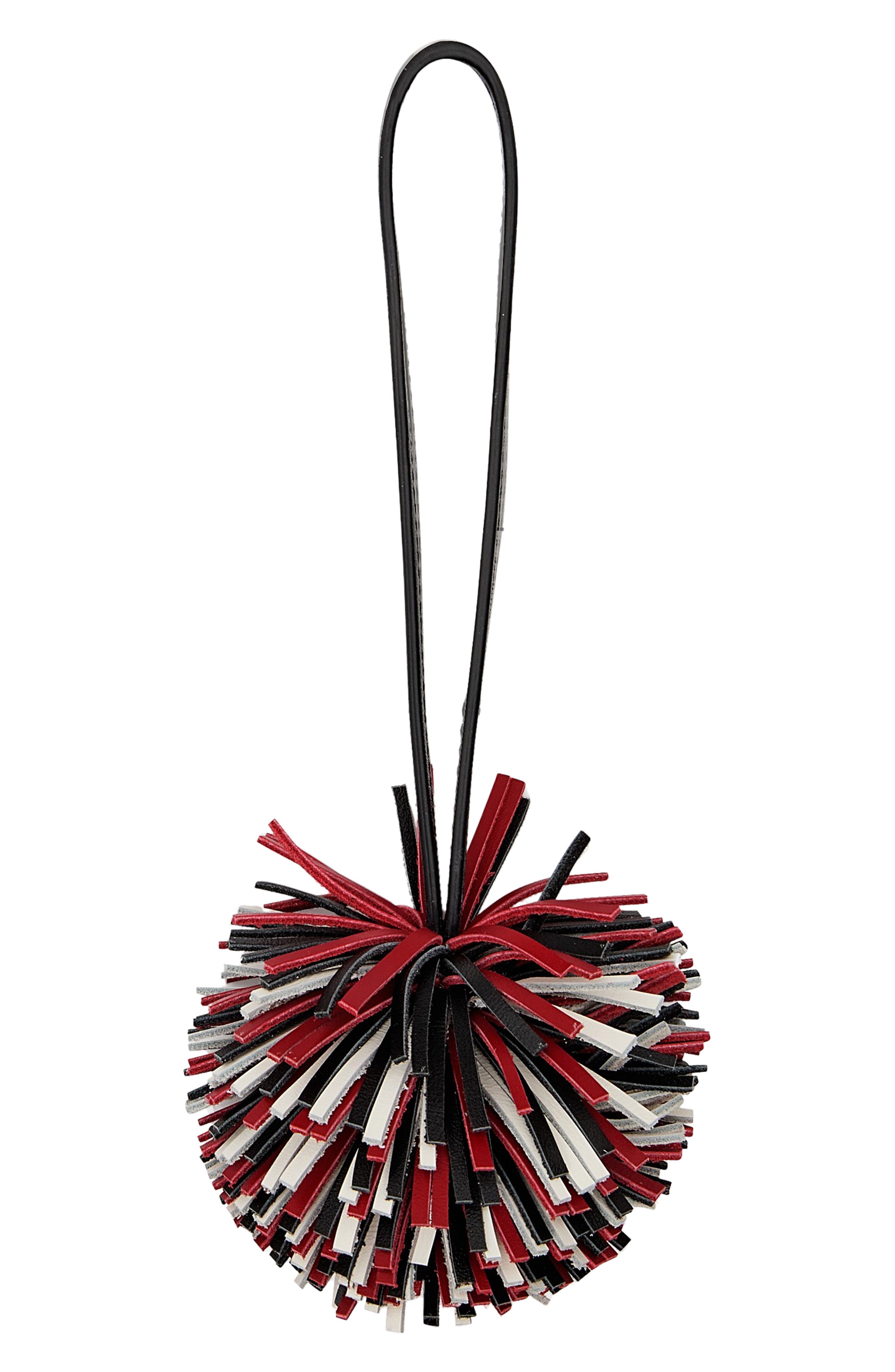 Rebecca Minkoff Pompom Bag Charm, Main, color, Black/Siren/White