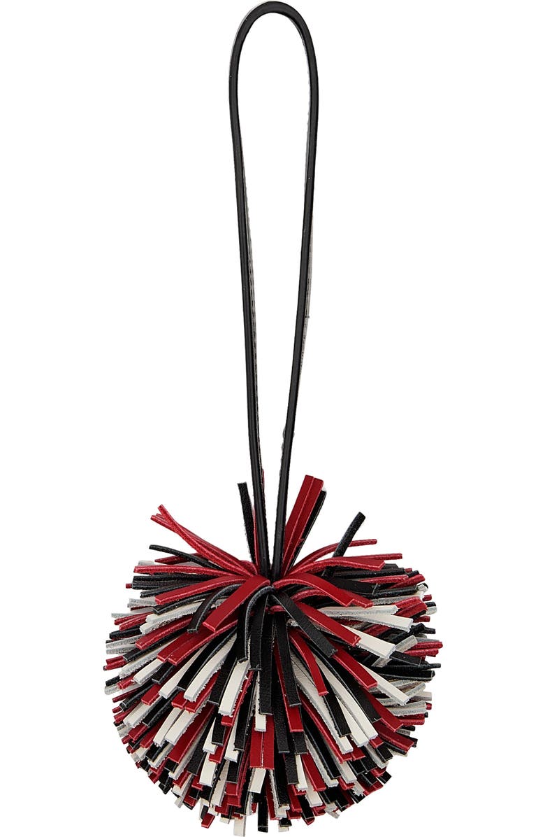 Rebecca Minkoff Pompom Bag Charm, Main, color, Black/Siren/White
