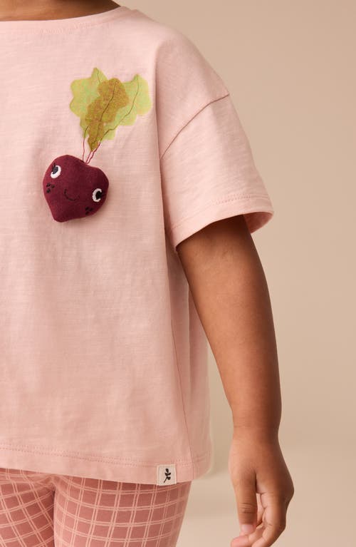 Next Kids' Vegetables Cotton Graphic T-shirt & Check Leggings Set In Pink