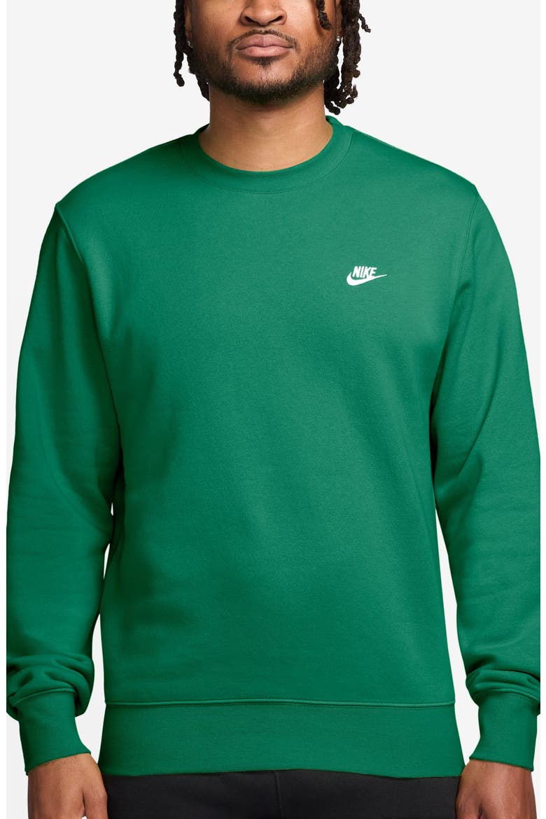 Club Brushed Fleece Crewneck Sweatshirt, Main, color, MALACHITE/ WHITE