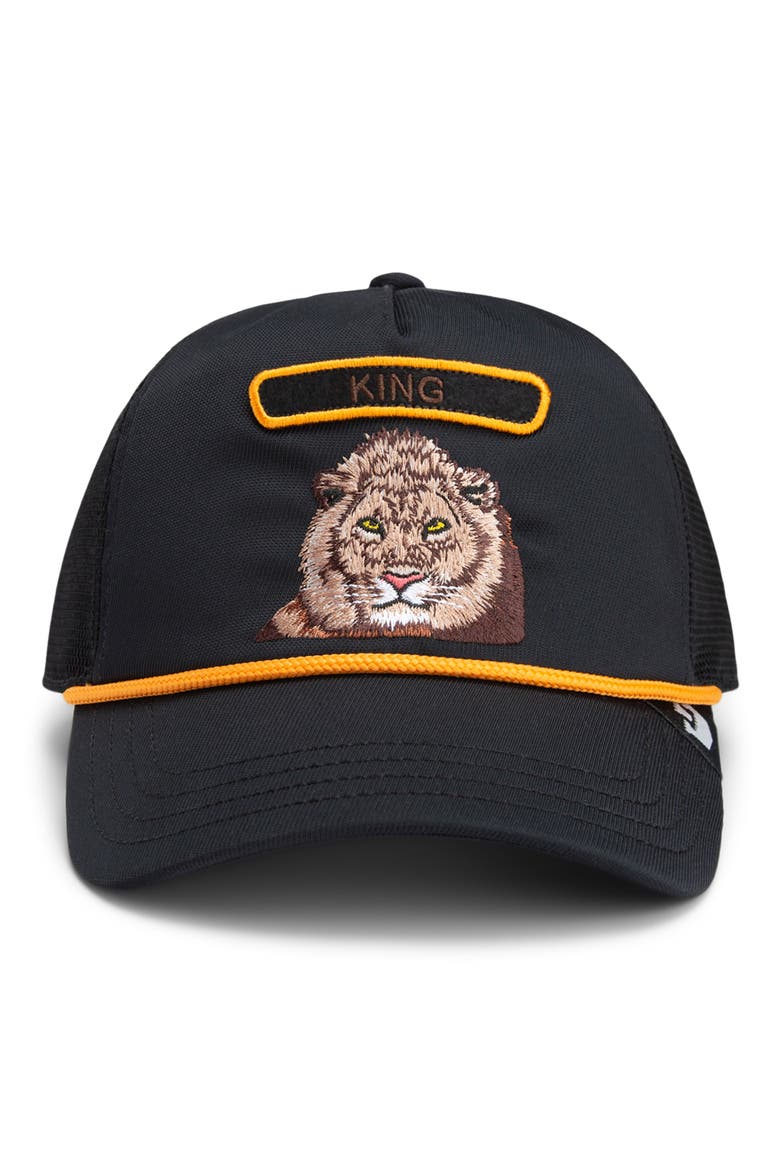 Lion Embroidered Patch Trucker Hat, Alternate, color, VOID