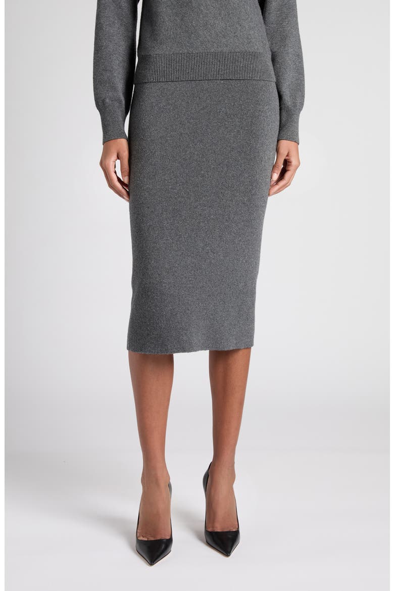 Stretch Cashmere & Cotton Pencil Skirt, Main, color, IG712 DARK GREY MELANGE