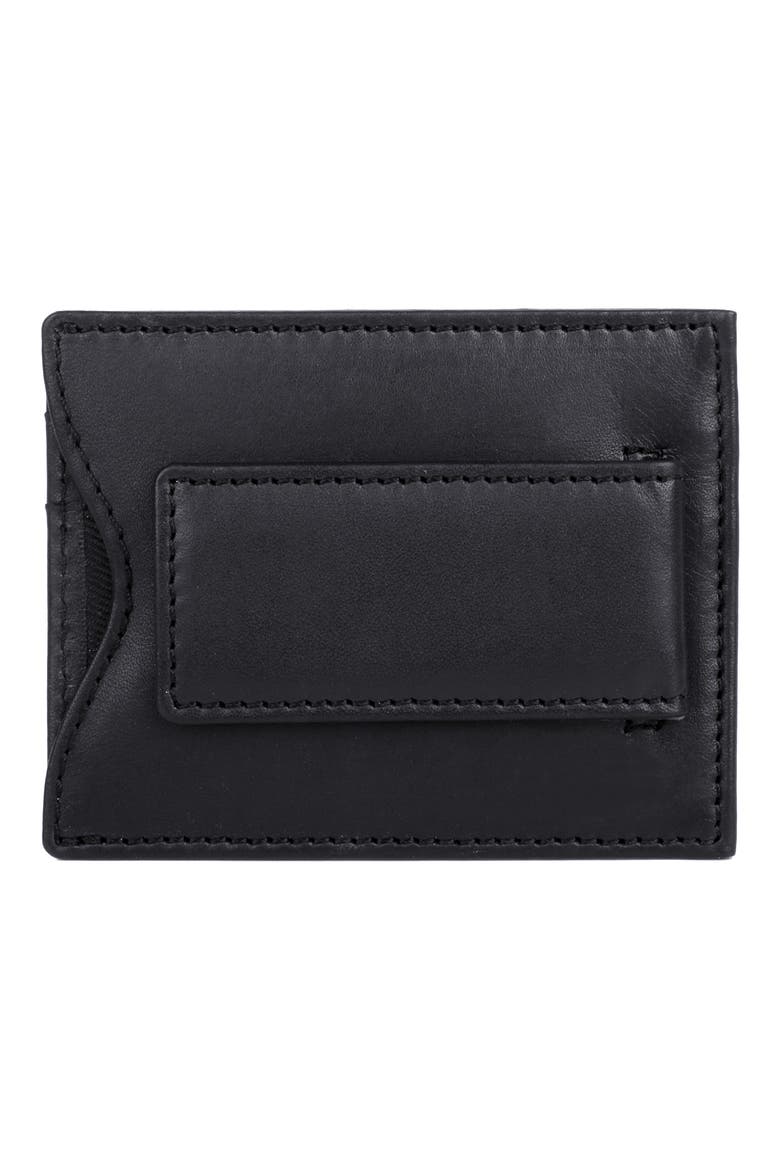 Front Pocket Leather Magnetic Money Clip Wallet, Alternate, color, BLACK