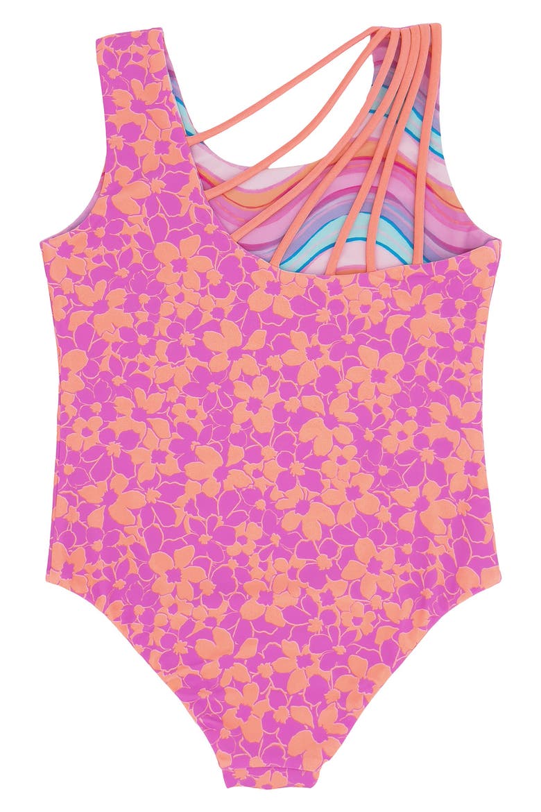 Kids' Summer Sun Reversible UPF 50+ One-Piece Swimsuit, Alternate, color, MAGENTA PUNCH