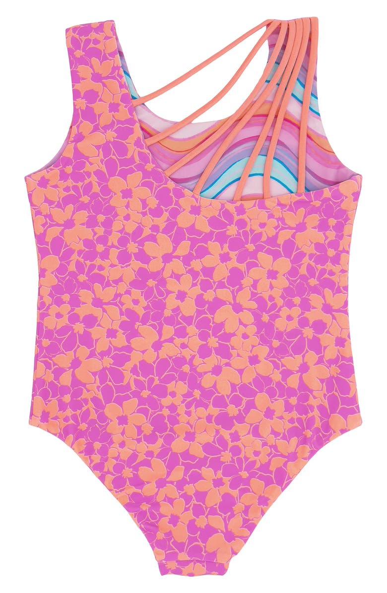 Feather 4 Arrow Kids' Summer Sun Reversible UPF 50+ One-Piece Swimsuit, Alternate, color, Magenta Punch