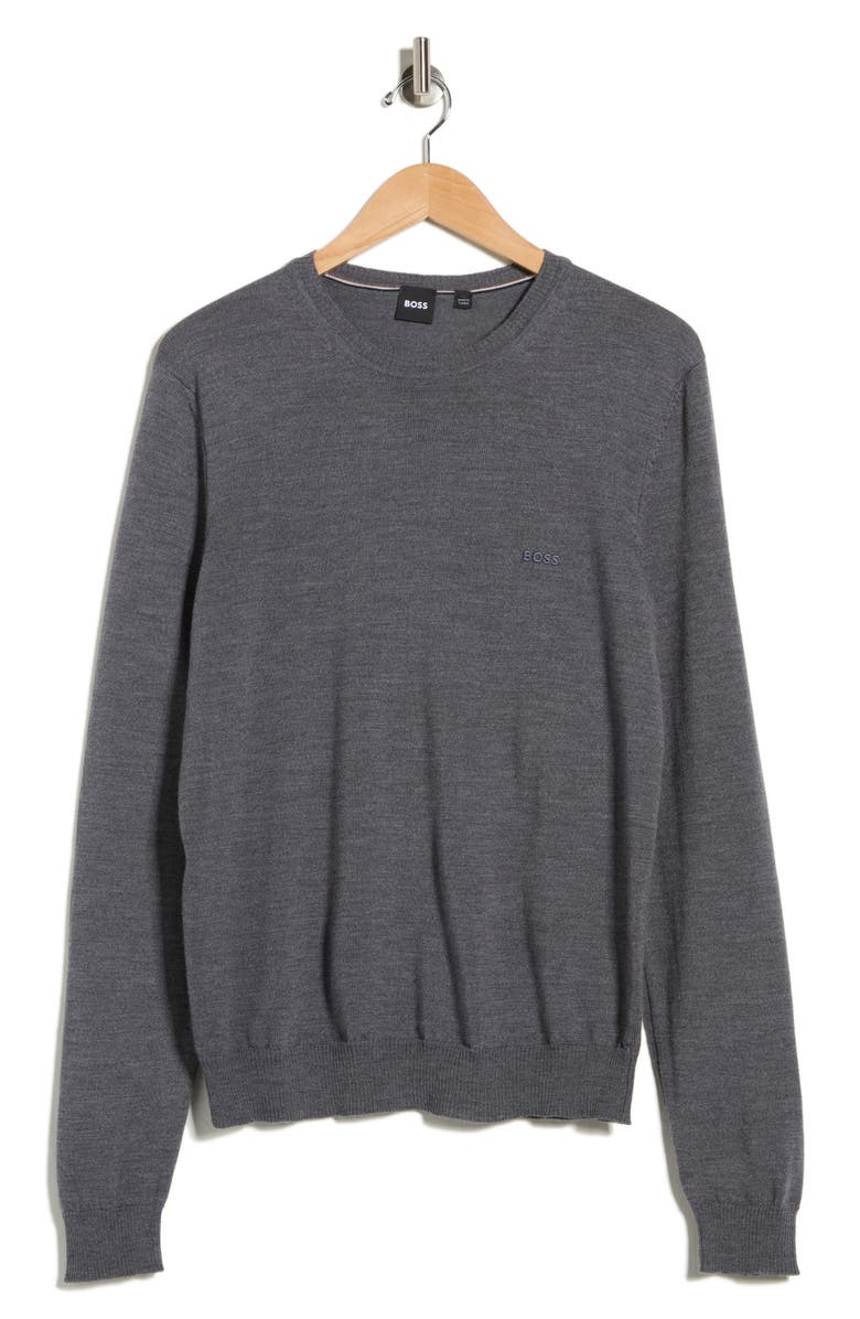 BOSS Bagritte Virgin Wool Sweater, Alternate, color, Medium Grey