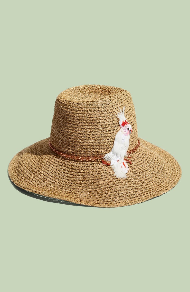 Eugenia Kim 'Emmanuelle' Cockatoo Ornament Straw Hat, Main, color, 