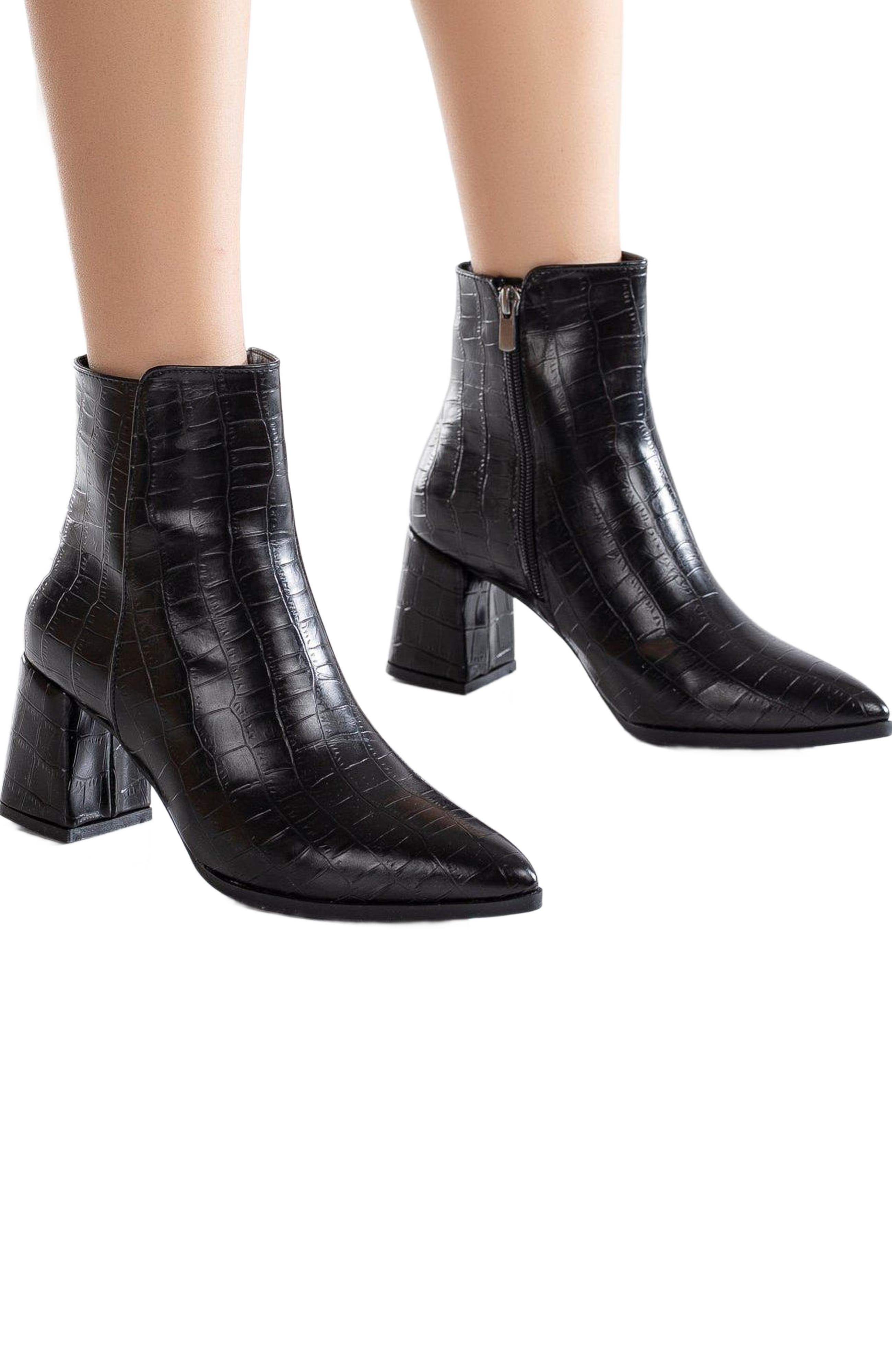 Forever & Always Shoes Lilith Croco Ankle Boots, Alternate, color, 