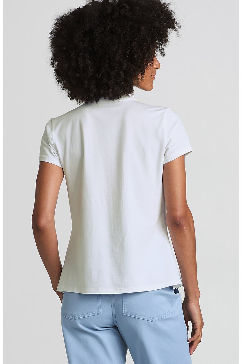 Short Sleeve Lightweight Jersey Button Pintuck Top, Alternate, color, White